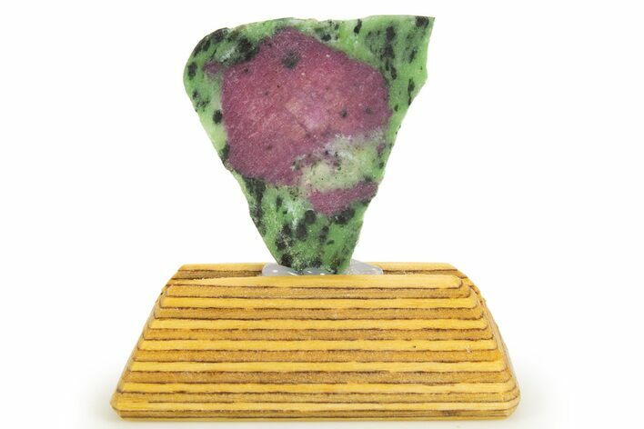 Polished Ruby In Zoisite Slice w/ Wood Stand - Tanzania #317136